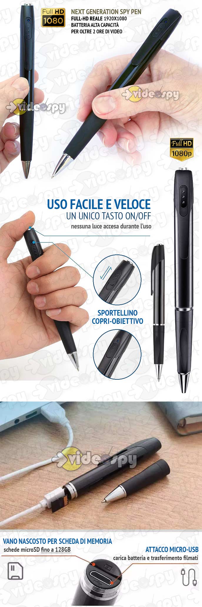 Spypen FullHD - penna spia con telecamera full hd