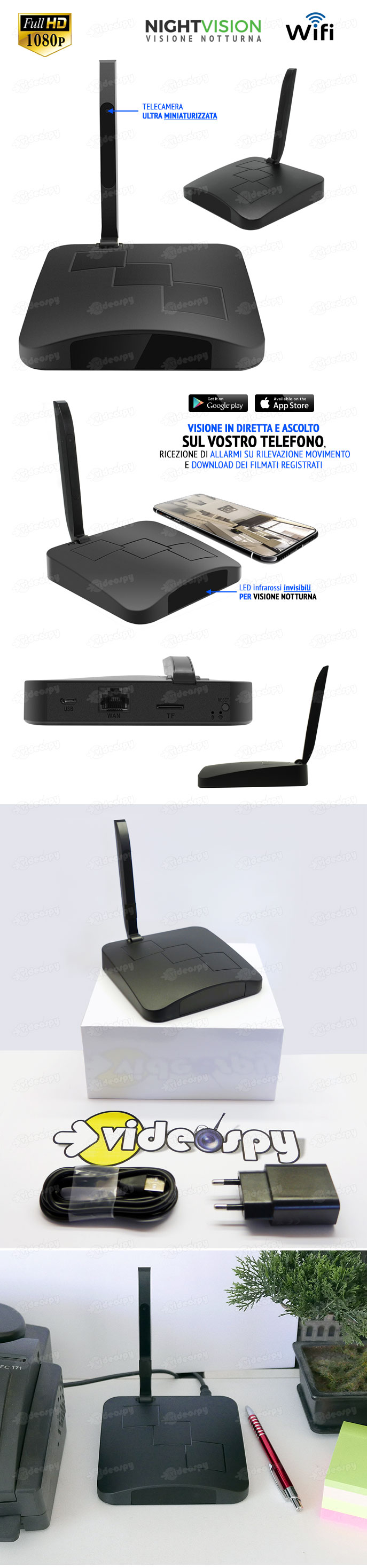 Finto modem router con telecamera nascosta Wi-Fi a visione notturna