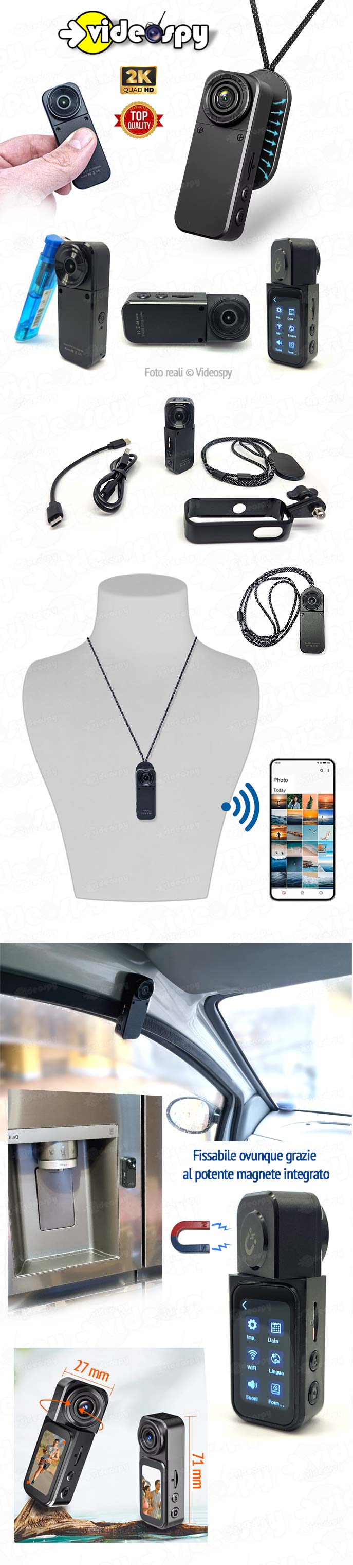 Mini Camera collana 2K Indossabile WiFi - Videospy