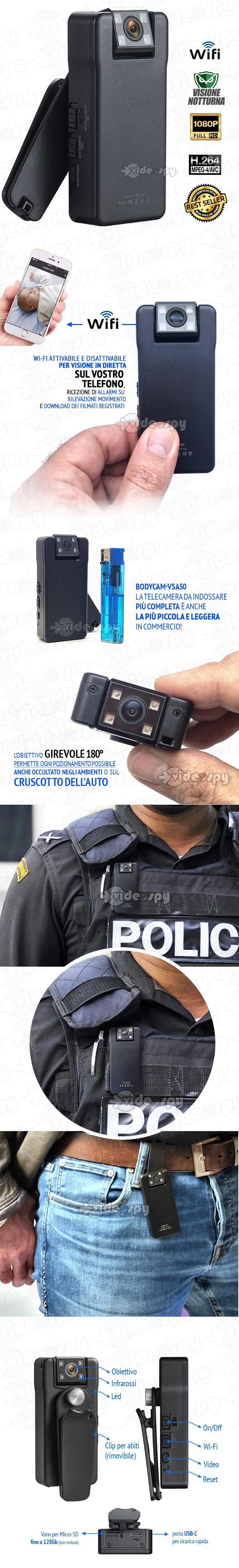 Telecamera bodycam indossabile su divisa per polizia