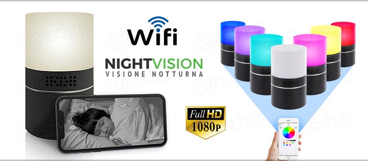 Lampada LED multicolore con telecamera spia WiFi notturna