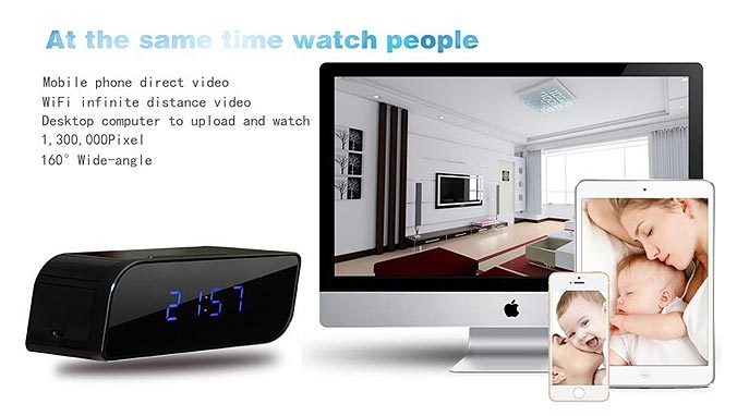 telecamera spia wifi nascosta in orologio da tavolo