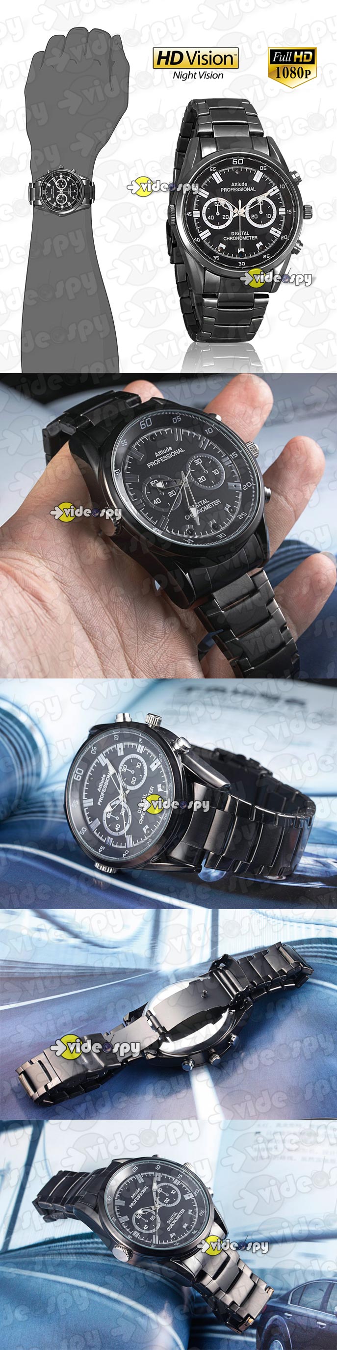 New Spy watch FullHD M - Orologio con telecamera nascosta alta risoluzione  e infrarossi