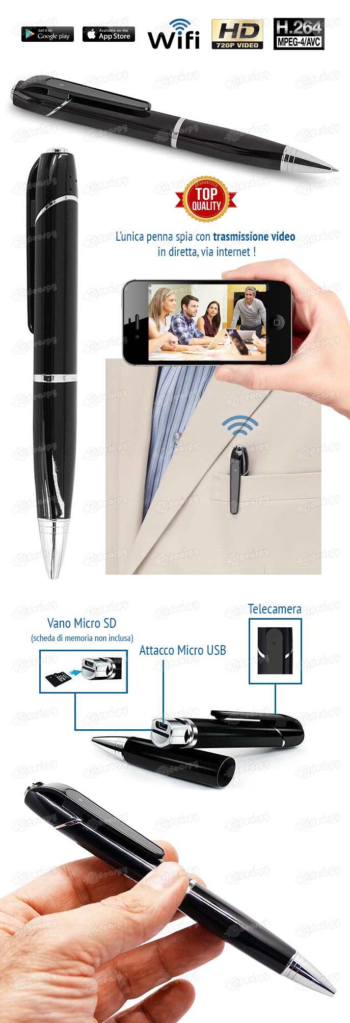 penna con telecamera wifi