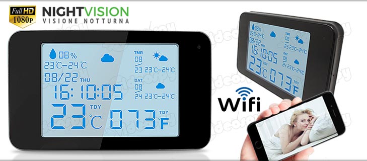 Orologio e stazione meteo con telecamera nascosta Wireless WiFi