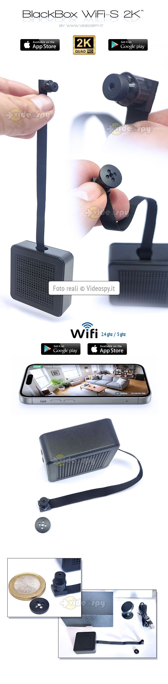 Mini telecamera spia wireless BlackBox WiFi-S 2K