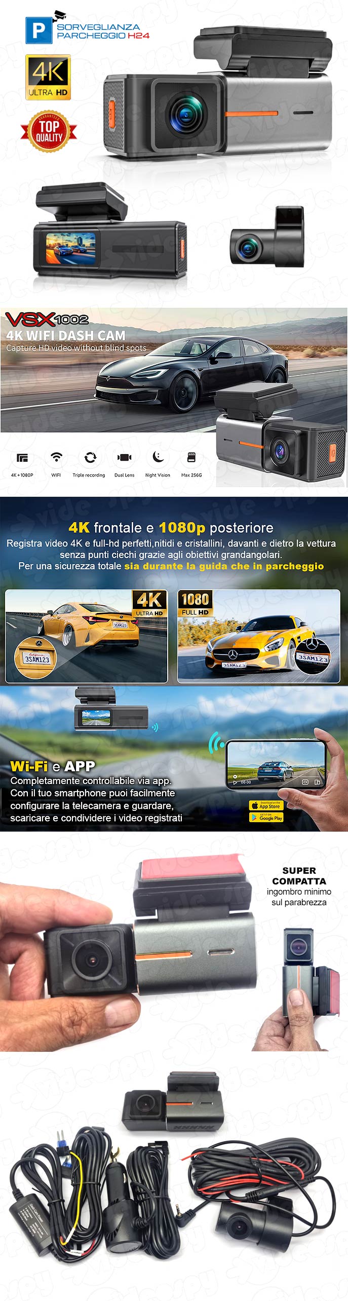 doppia telecamera per auto VSX1002 4K ultra-hd