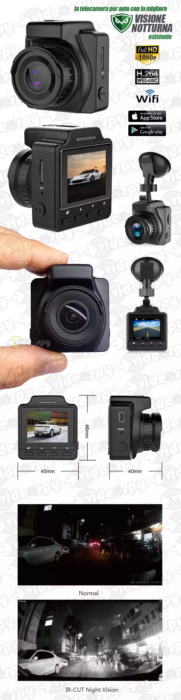 mini telecamera per auto a visione notturna